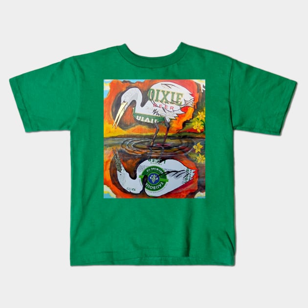 Egret Narcissus, Dixie Brewery to Faubourg Brewery Kids T-Shirt by Gumbo Gallery